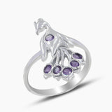 925 Silver Garnet Peacock Rings
