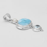 925 Silver Blue Larimar Pendants