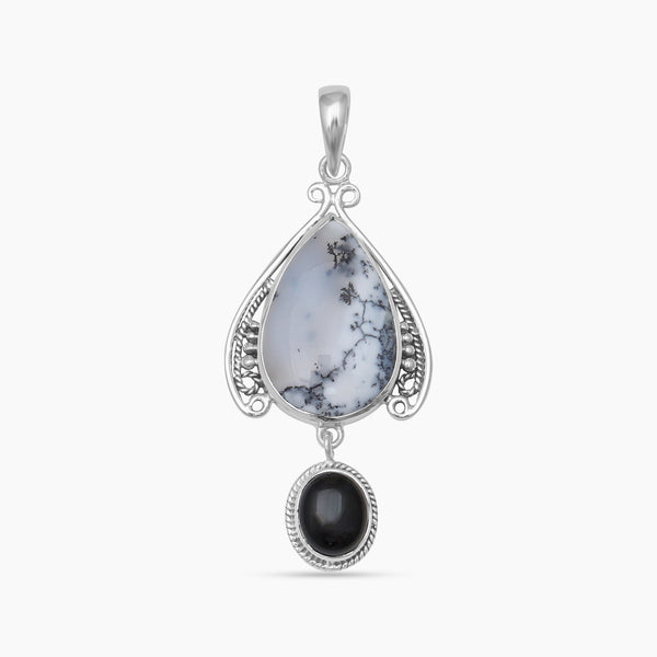 Dendritic Opal Silver Pendants