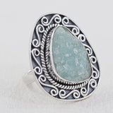 Natural Aquamarine Handmade 925 Silver Ring Raw Gemstone Jewelry