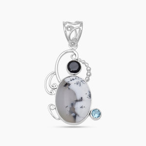 925 Silver Dendritic Opal Pendants