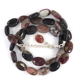 Natural Oval Cabochon Multi-Color Tourmaline Beads Necklace