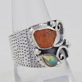 Fanta Garnet, Ethiopian Opal Sterling Silver Fine Ring