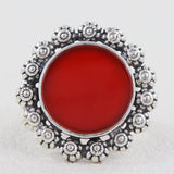 Red Onyx Ring in 925 Sterling Silver Handmade