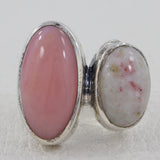 Natural Pink Opal, Thulite Gemstone Handmade Silver Jewelry Ring