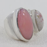 Natural Pink Opal, Thulite Gemstone Handmade Silver Jewelry Ring