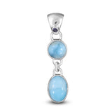 Larimar, Iolite Gemstone 925 Sterling Silver Pendant