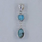 Larimar, Iolite Gemstone 925 Sterling Silver Pendant