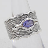 925 Sterling Silver Natural Amethyst Vintage Band Ring