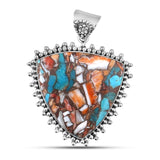 Spiny Oyster Turquoise Gemstone 925 Solid Silver Pendant Set