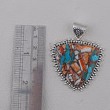 Spiny Oyster Turquoise Gemstone 925 Solid Silver Pendant Set