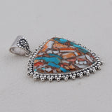 Spiny Oyster Turquoise Gemstone 925 Solid Silver Pendant Set