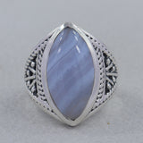 Natural Rainbow Moonstone Silver Ring