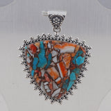 Spiny Oyster Turquoise Gemstone 925 Solid Silver Pendant Set