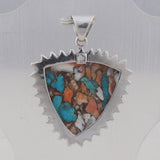 Spiny Oyster Turquoise Gemstone 925 Solid Silver Pendant Set