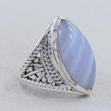 Natural Rainbow Moonstone Silver Ring