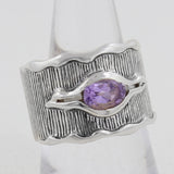 925 Sterling Silver Natural Amethyst Vintage Band Ring