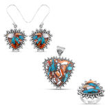 Spiny Oyster Turquoise Gemstone 925 Solid Silver Pendant Set