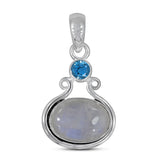 Rainbow Moonstone, Silver Pendant