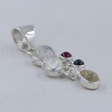 Rainbow Moonstone, Tourmaline Silver Pendant