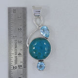 Larimar & Blue Topaz Silver Pendant