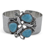 Larimar Gemstone Solid Silver Cuff Bangle - Larimar Jewelry