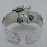 Larimar Gemstone Solid Silver Cuff Bangle - Larimar Jewelry