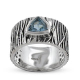 Blue Topaz Sterling 925 Silver Vintage Band Ring