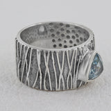 Blue Topaz Sterling 925 Silver Vintage Band Ring