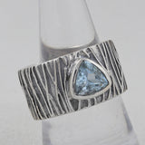 Blue Topaz Sterling 925 Silver Vintage Band Ring