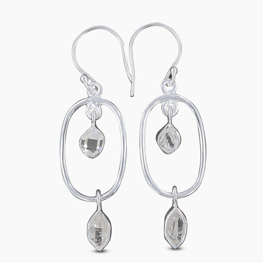 925 Silver Herkimer Quartz Earrings