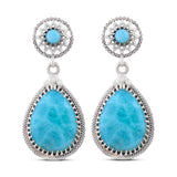 Larimar Gemstone 925 Solid Silver Ring & Earrings Set