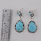 Larimar Gemstone 925 Solid Silver Ring & Earrings Set