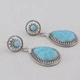 Larimar Gemstone 925 Solid Silver Ring & Earrings Set