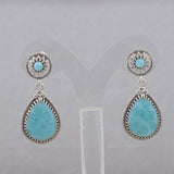 Larimar Gemstone 925 Solid Silver Ring & Earrings Set