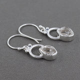 Silver Herkimer Diamond Gemstone Earrings