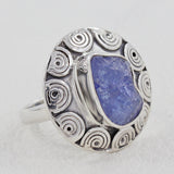 Raw Tanzanite Natural Gemstone Handmade Sterling Silver Ring