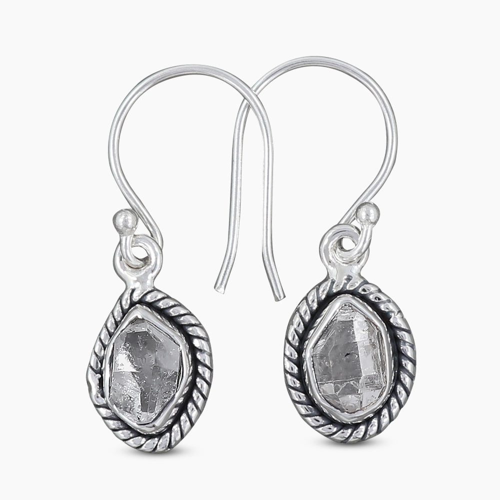925 Silver Herkimer Quartz Earrings