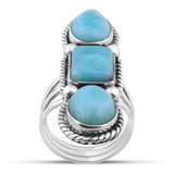 Larimar Gemstone 925 Solid Silver Ring & Earrings Set