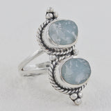 Raw Aquamarine 925 Sterling Silver Handmade Ring