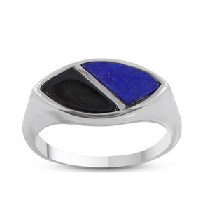 Black Onyx & Lapis Lazuli Silver Rings
