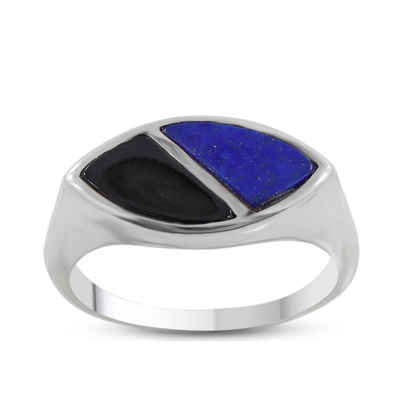 Black Onyx & Lapis Lazuli Silver Rings