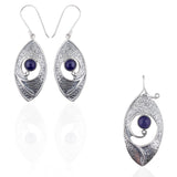 Natural Tanzanite Cabochon Oval Shape Pendant Set