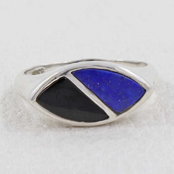 Black Onyx & Lapis Lazuli Silver Rings