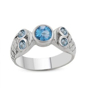 Blue Topaz Gemstone 925 Sterling Silver Engagement Ring