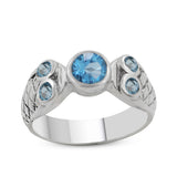 Blue Topaz Gemstone 925 Sterling Silver Engagement Ring