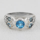 Blue Topaz Gemstone 925 Sterling Silver Engagement Ring