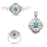 Mexican Turquoise 925 Sterling Silver Pendant Set