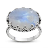 Rainbow Moonstone Silver Designer Ring for Women Gifts