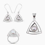 Fresh Water Pearl 925 Solid Silver Jewelry Set